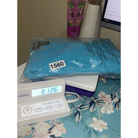 MONTEREY BAY CLOTHING CO. BLUE CROTCHET SUNFLOWER SHORT SLEEVE SWEATER VINTAGE L - Picture 7 of 8